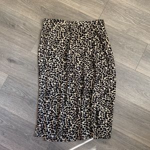Satin leopard print midi skirt NWT
